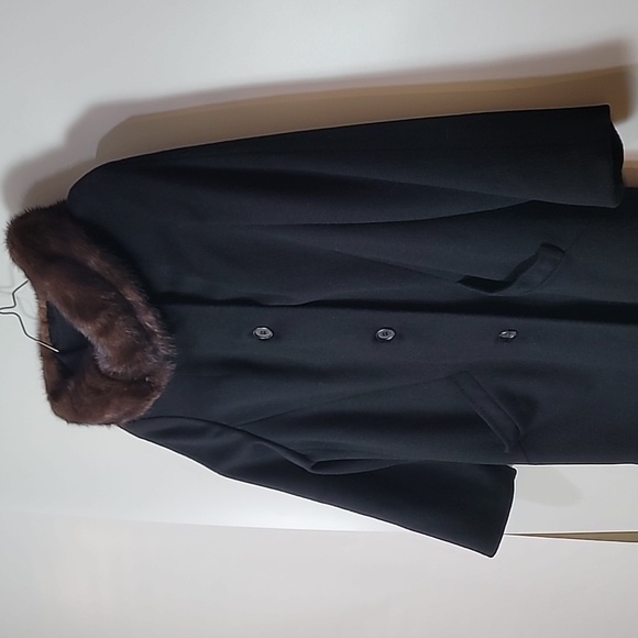 Vintage~ Lady Gambrell Black Wool Coat w/Mink Fur Collar ~Old Money Core - Picture 9 of 11
